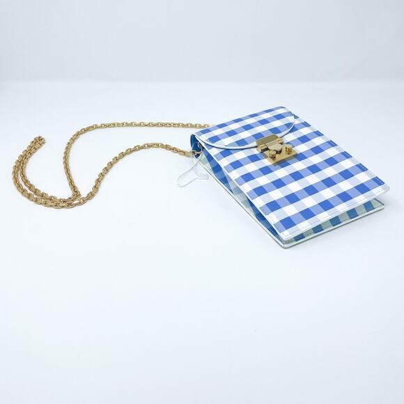MARK CROSS Francis Gingham-Print Leather Crossbody Chain Strap Mini Bag - Picture 2 of 9